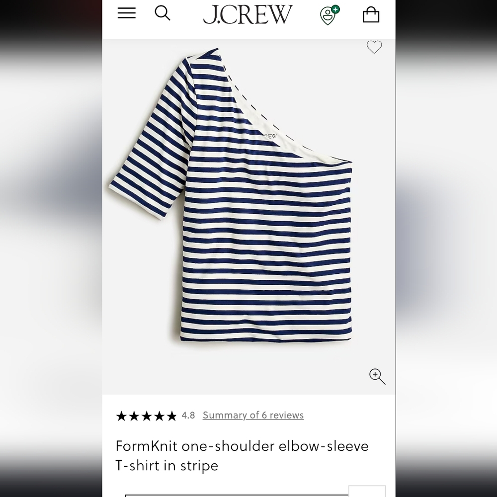 J. Crew One-Shoulder Navy and White Striped Top